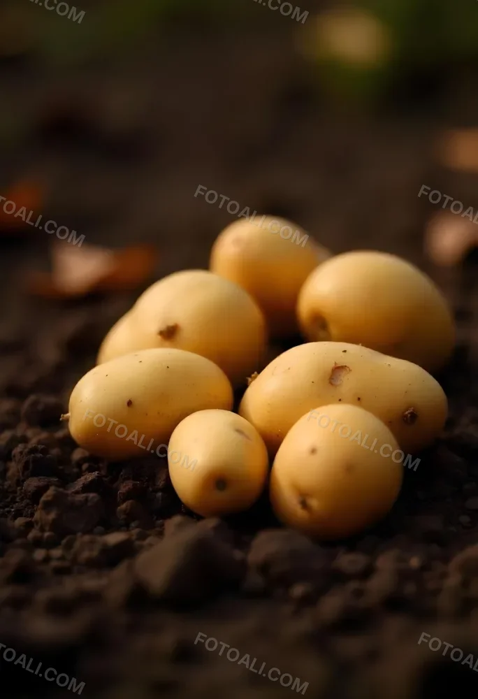 Potatoes On The Ground With Brown Leaves Brown Soil Natural Light Close Up Shot Organic Farming Healthy Food Agriculture Concept 29 9260