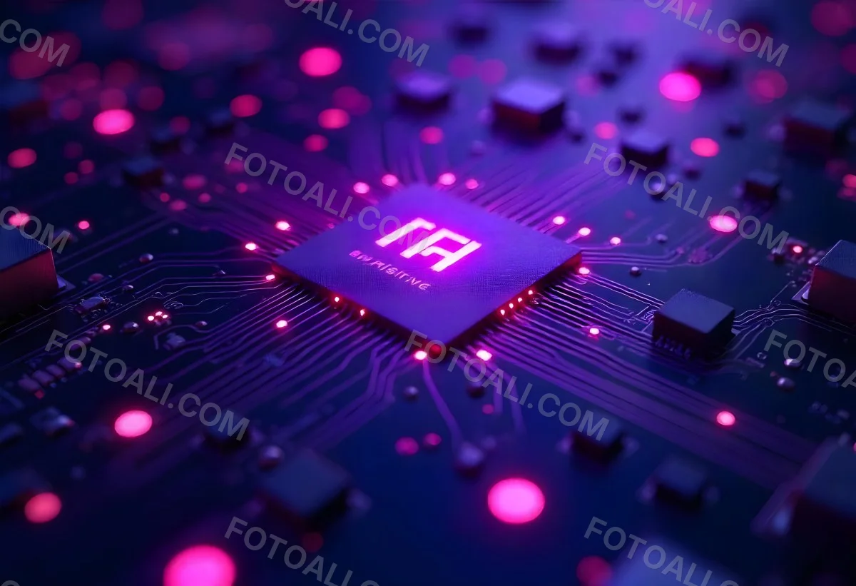 Purple Circuit Board With Intricate Patterns And Glowing Lights Showcasing The Complexity Of Electronic Engineering In A Futuristic Environment 22 D5b0