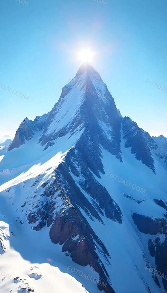 Pyramid Peak With Snow On Top Under A Bright Sun And A Clear Blue Sky Shot From Below 28 5146