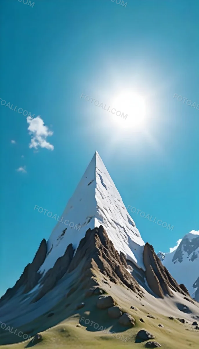 Pyramid Peak With Snow On Top Under A Bright Sun And A Clear Blue Sky Shot From Below 29 7669