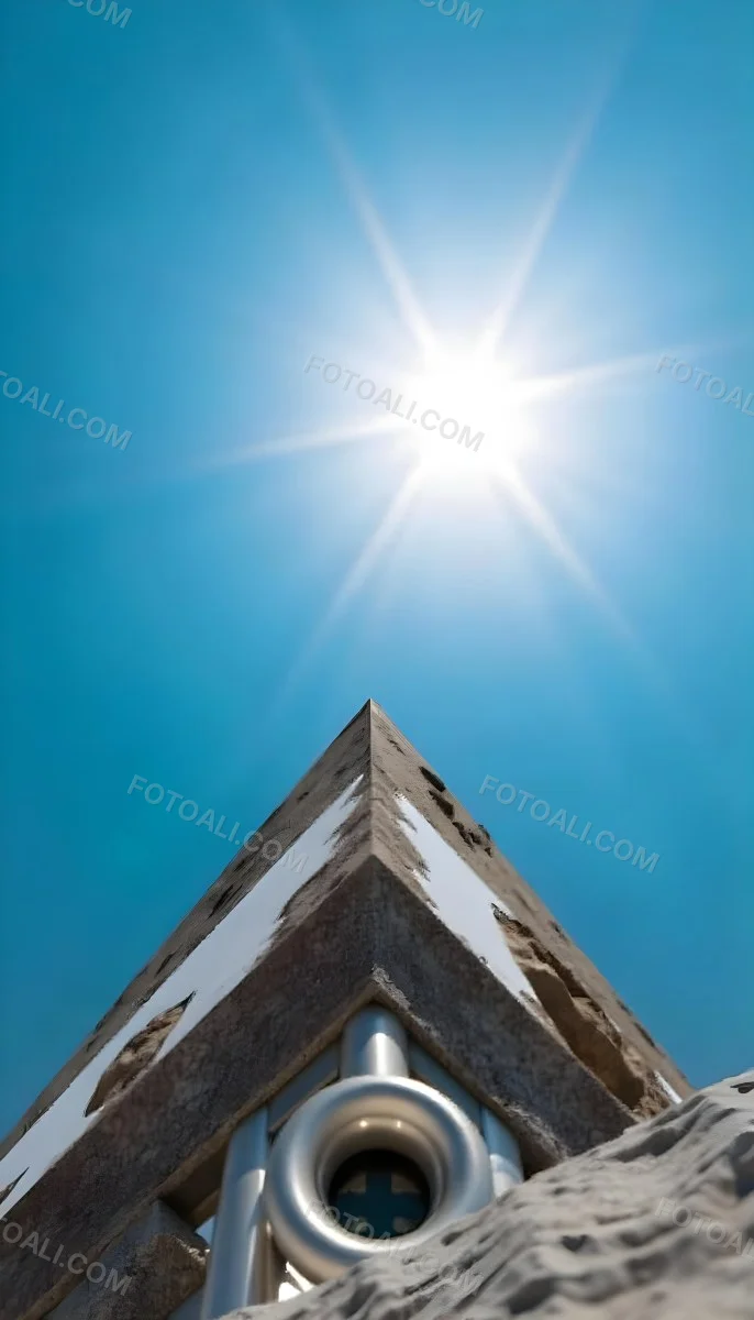 Pyramid Peak With Snow On Top Under A Bright Sun And A Clear Blue Sky Shot From Below 3 51f2