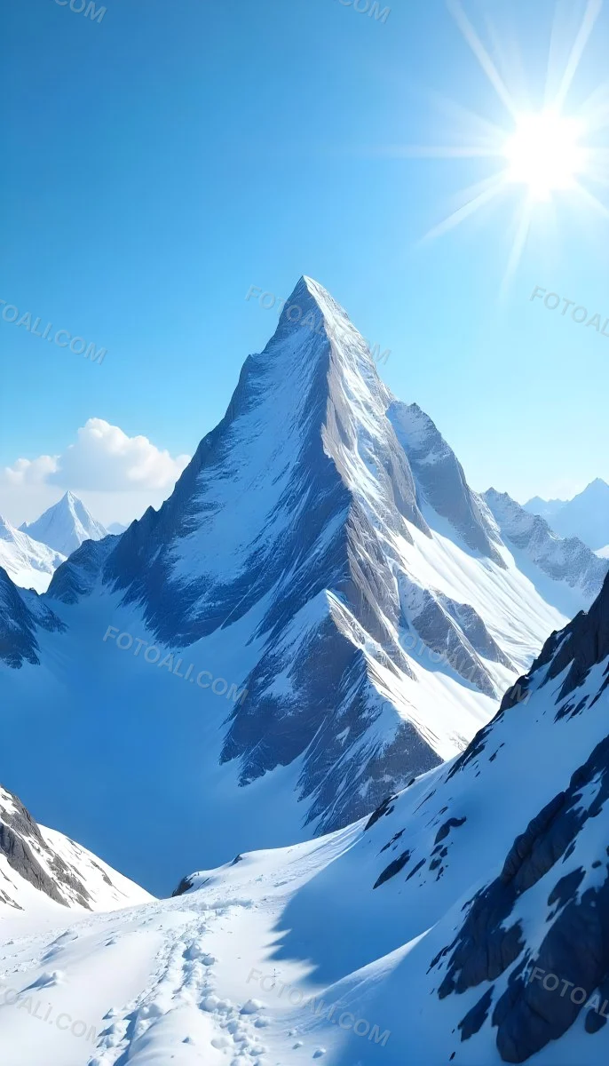 Pyramid Peak With Snow On Top Under A Bright Sun And A Clear Blue Sky Shot From Below 30 3ad0