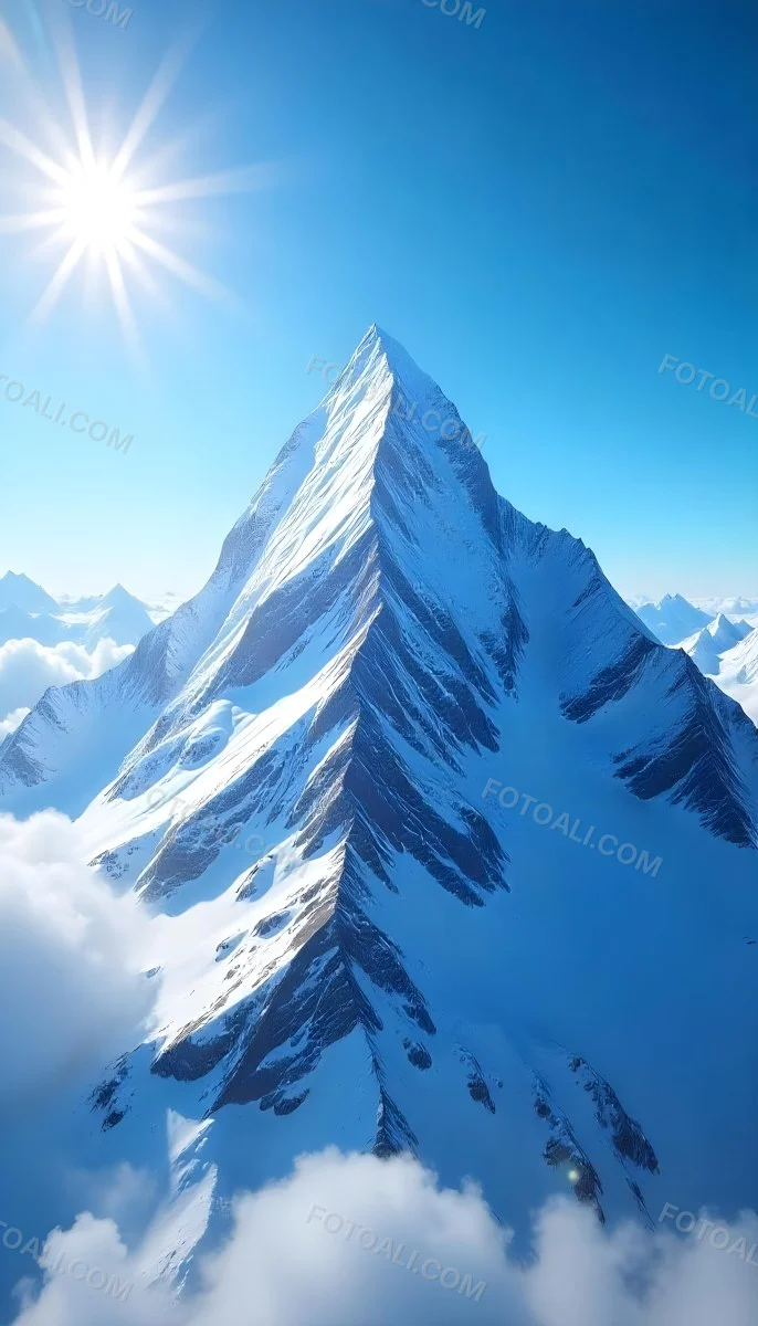 Pyramid Peak With Snow On Top Under A Bright Sun And A Clear Blue Sky Shot From Below 6 D58b