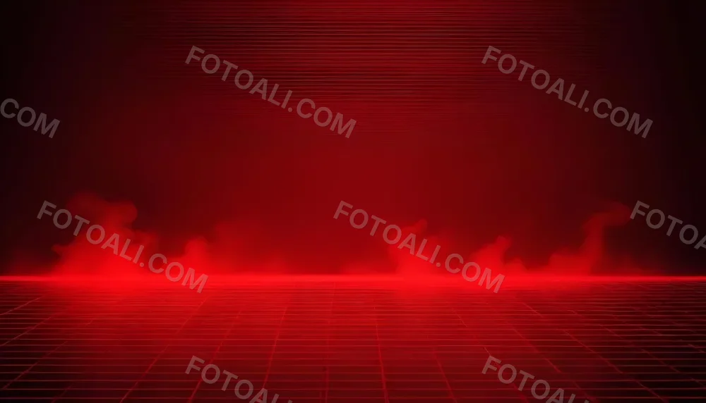 Red Grid Floor With Red Smoke And Red Background With Horizontal Lines Vaporwave Style 10 0ed7