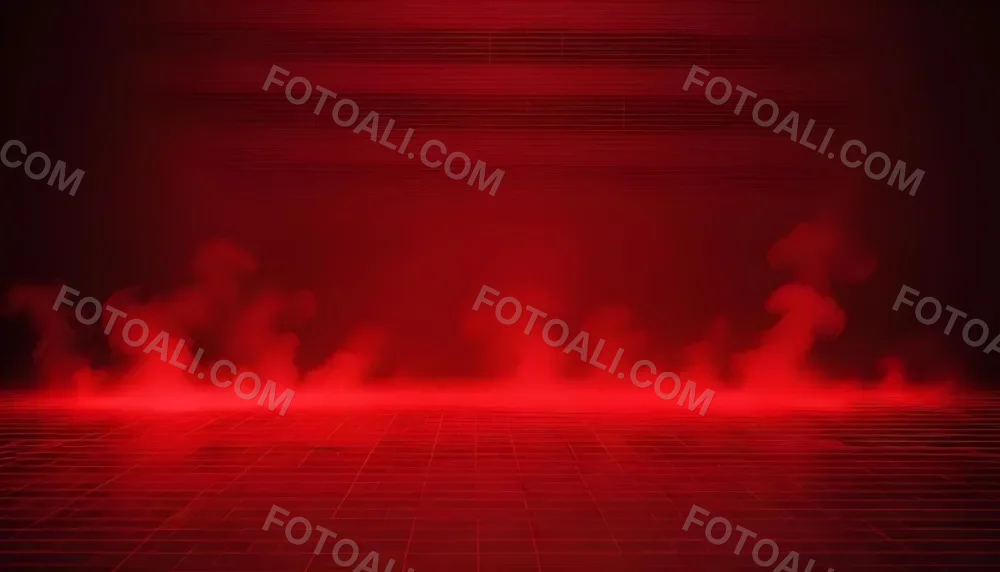 Red Grid Floor With Red Smoke And Red Background With Horizontal Lines Vaporwave Style 11 5ce0