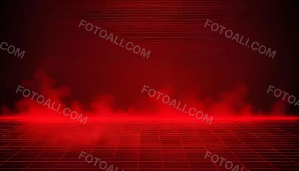 Red Grid Floor With Red Smoke And Red Background With Horizontal Lines Vaporwave Style 18 3641