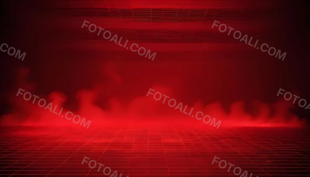 Red Grid Floor With Red Smoke And Red Background With Horizontal Lines Vaporwave Style 19 1104