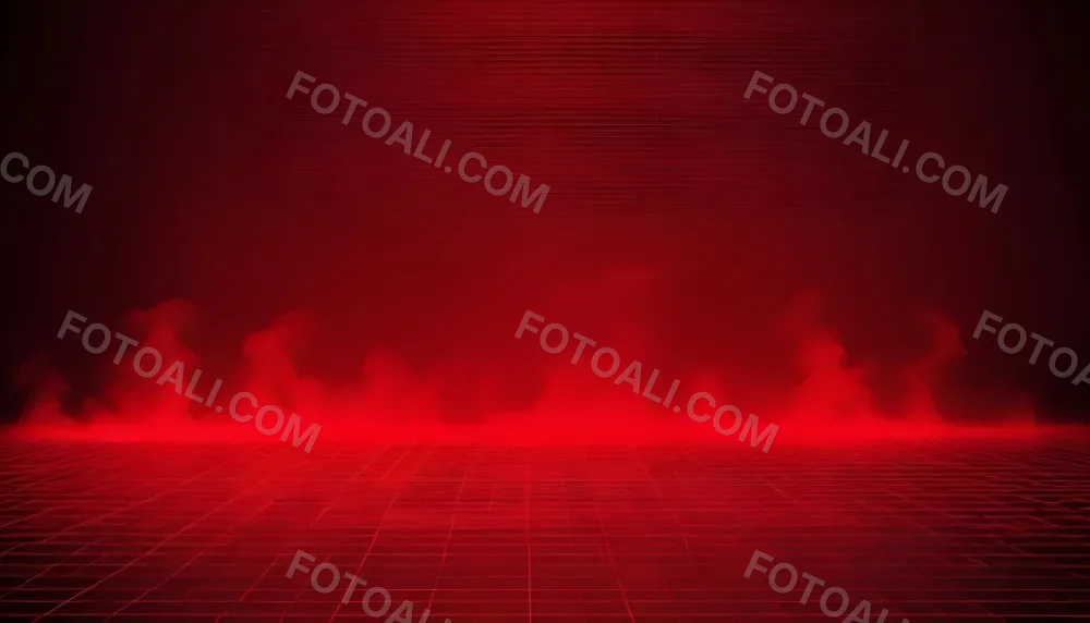 Red Grid Floor With Red Smoke And Red Background With Horizontal Lines Vaporwave Style 20 E9db