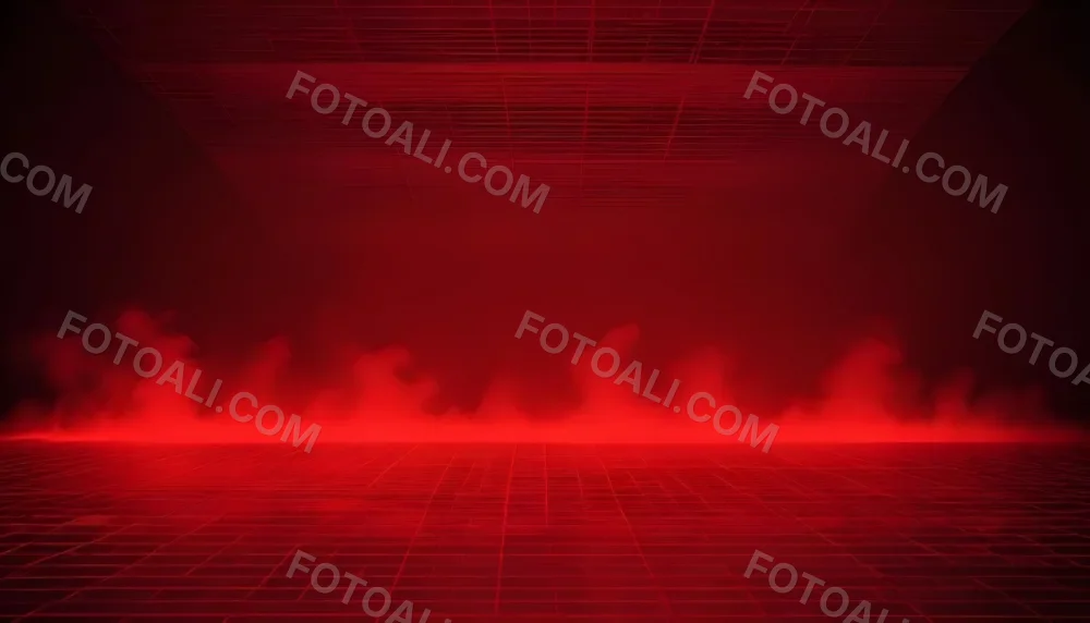 Red Grid Floor With Red Smoke And Red Background With Horizontal Lines Vaporwave Style 24 D00f