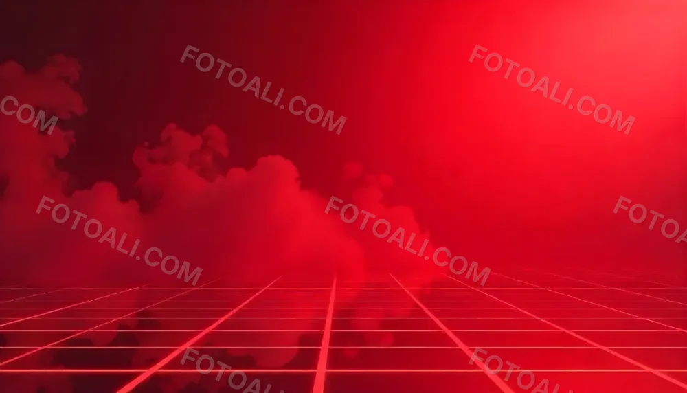 Red Grid Floor With Red Smoke And Red Background With Horizontal Lines Vaporwave Style 28 F27a