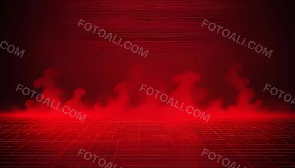 Red Grid Floor With Red Smoke And Red Background With Horizontal Lines Vaporwave Style 3 3cb8