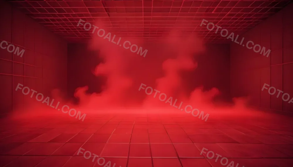 Red Grid Floor With Red Smoke And Red Background With Horizontal Lines Vaporwave Style 5 431e