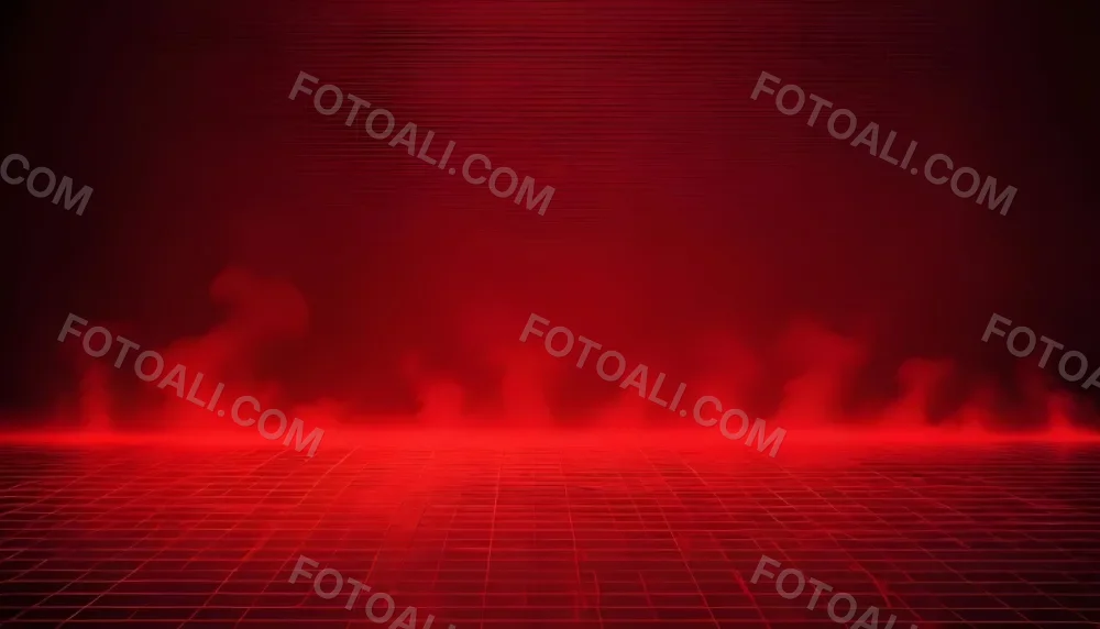 Red Grid Floor With Red Smoke And Red Background With Horizontal Lines Vaporwave Style 6 95af