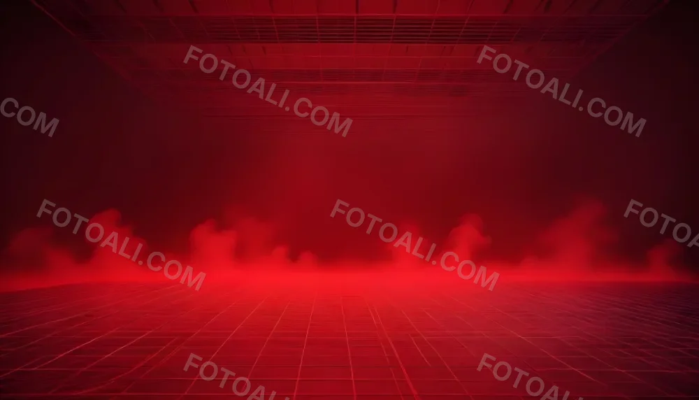 Red Grid Floor With Red Smoke And Red Background With Horizontal Lines Vaporwave Style 7 4419