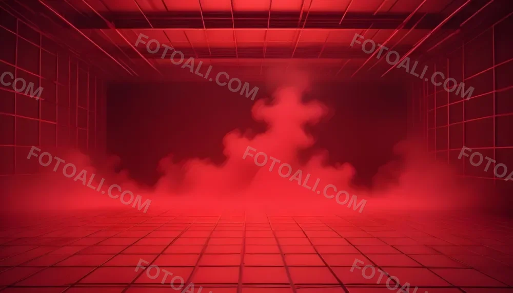 Red Grid Floor With Red Smoke And Red Background With Horizontal Lines Vaporwave Style 9 912b