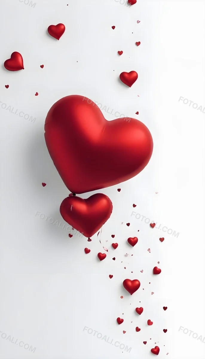 Red Heart Shaped Balloons Floating Against A Gray Background Creating A Romantic And Festive Atmosphere 22 E18a
