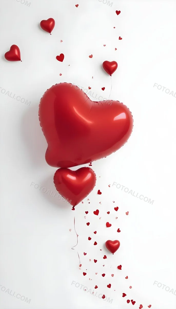 Red Heart Shaped Balloons Floating Against A Gray Background Creating A Romantic And Festive Atmosphere 9 31ec