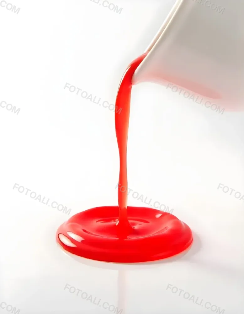 Red Liquid Pouring And Splashing On A White Surface Creating A Small Pool Clean And Simple Composition Studio Shot Bright Lighting 14 200c