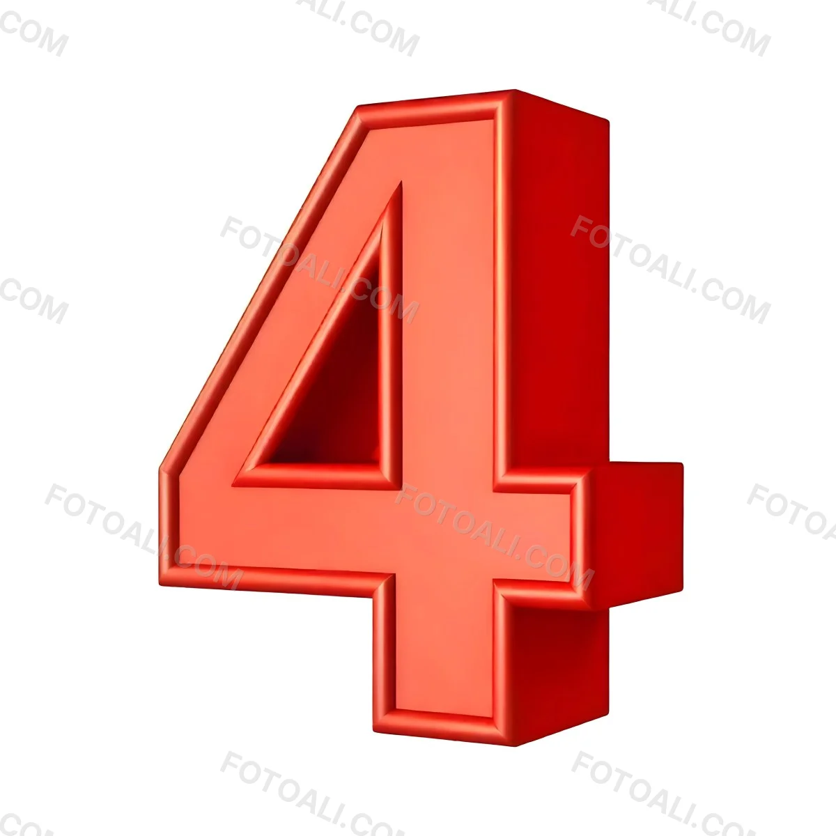 Red Number Four With A 3d Effect Standing Upright Casting A Small Shadow On A Plain White Background Simple And Clean Design 14 08c1