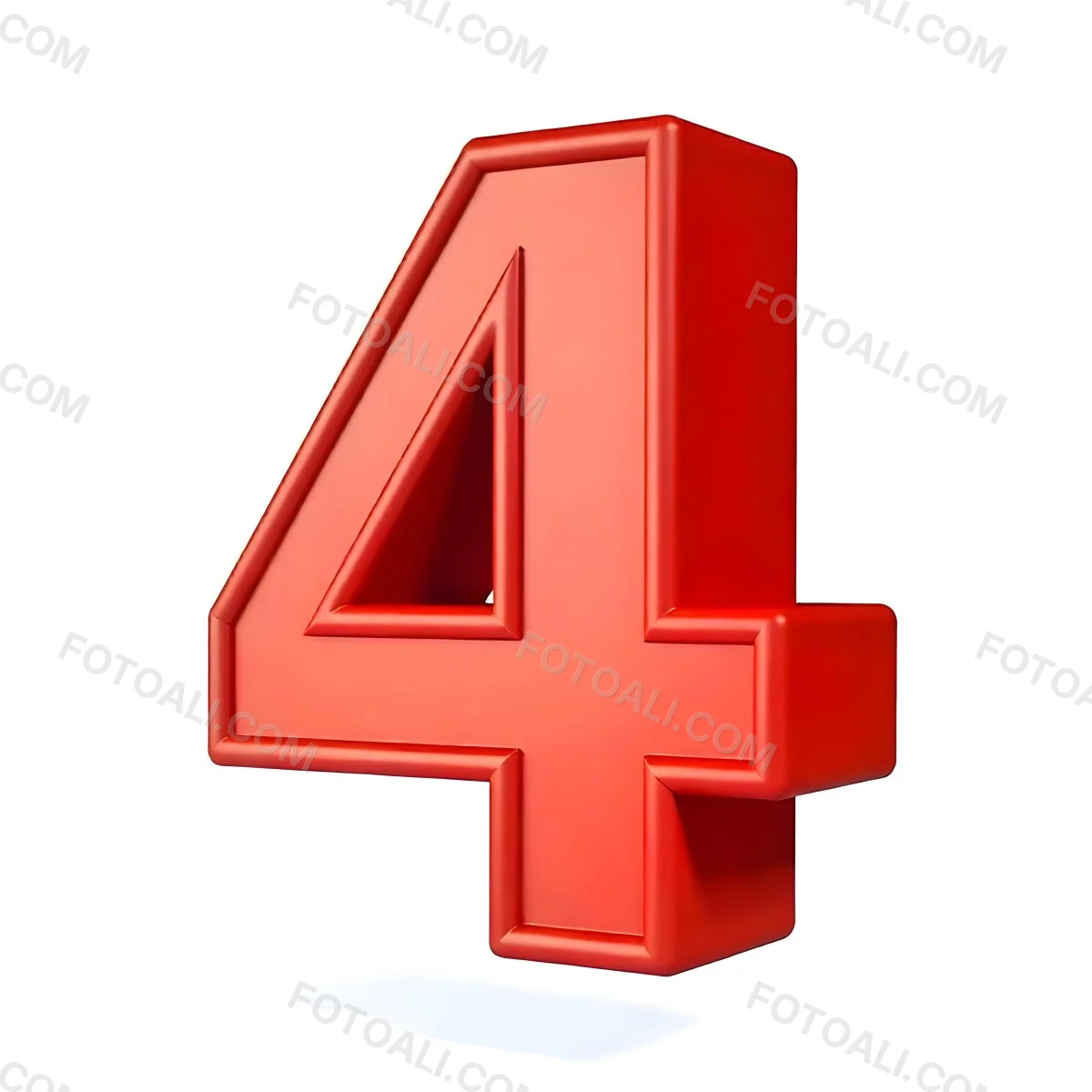 Red Number Four With A 3d Effect Standing Upright Casting A Small Shadow On A Plain White Background Simple And Clean Design 2 B1bf