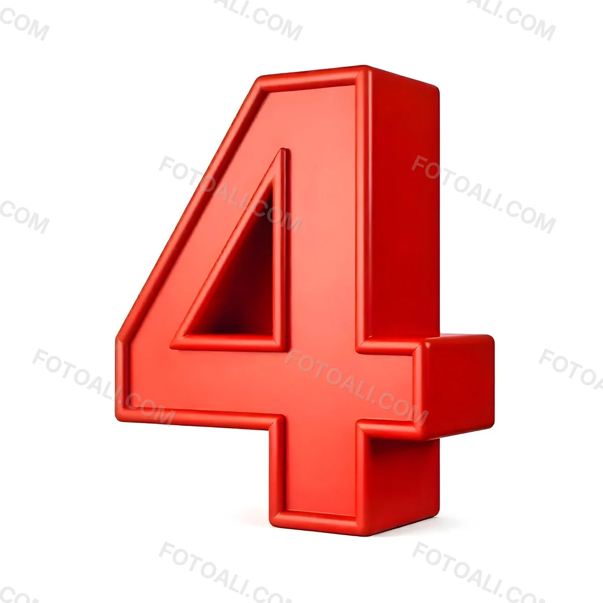 Red Number Four With A 3d Effect Standing Upright Casting A Small Shadow On A Plain White Background Simple And Clean Design 23 0608