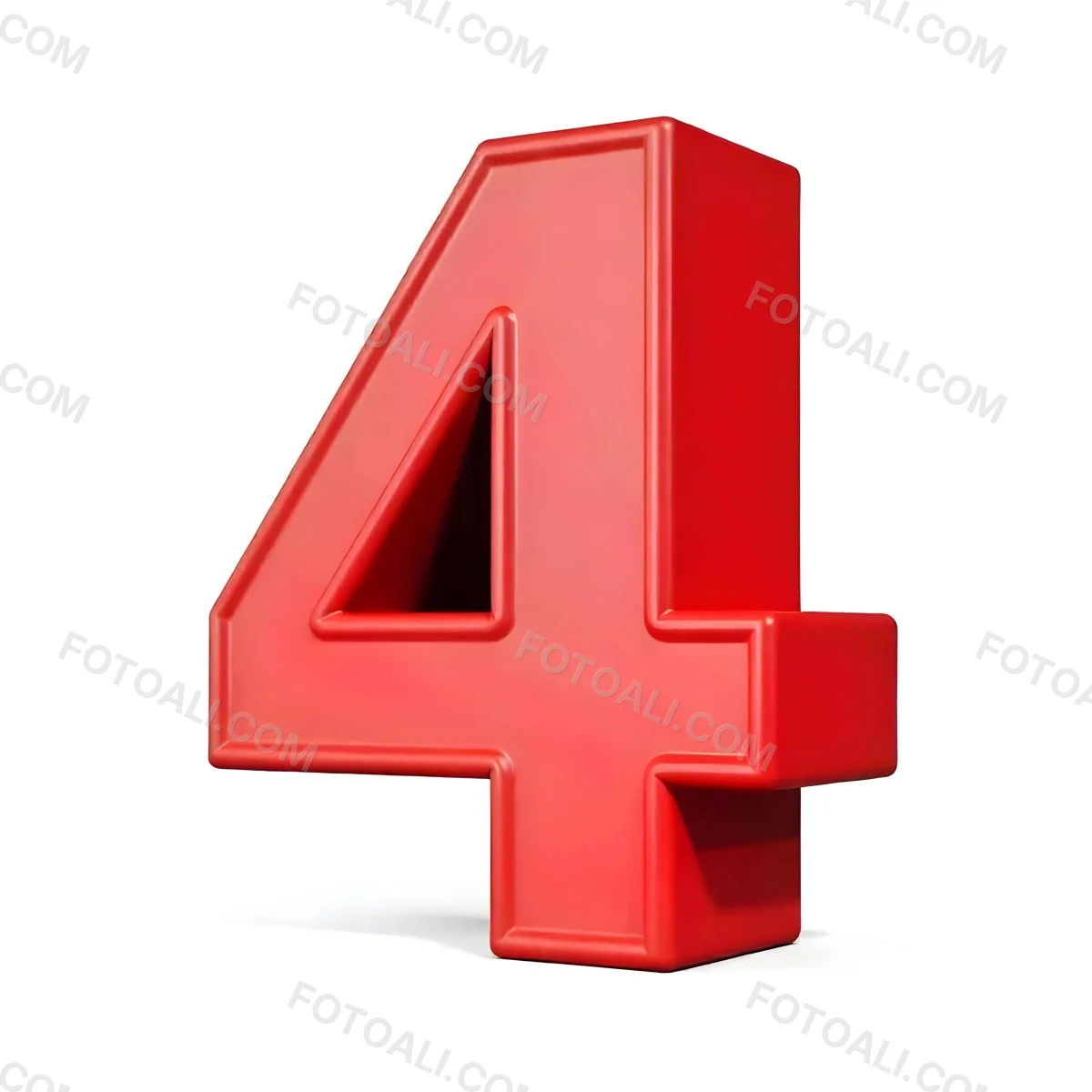 Red Number Four With A 3d Effect Standing Upright Casting A Small Shadow On A Plain White Background Simple And Clean Design 28 41d8