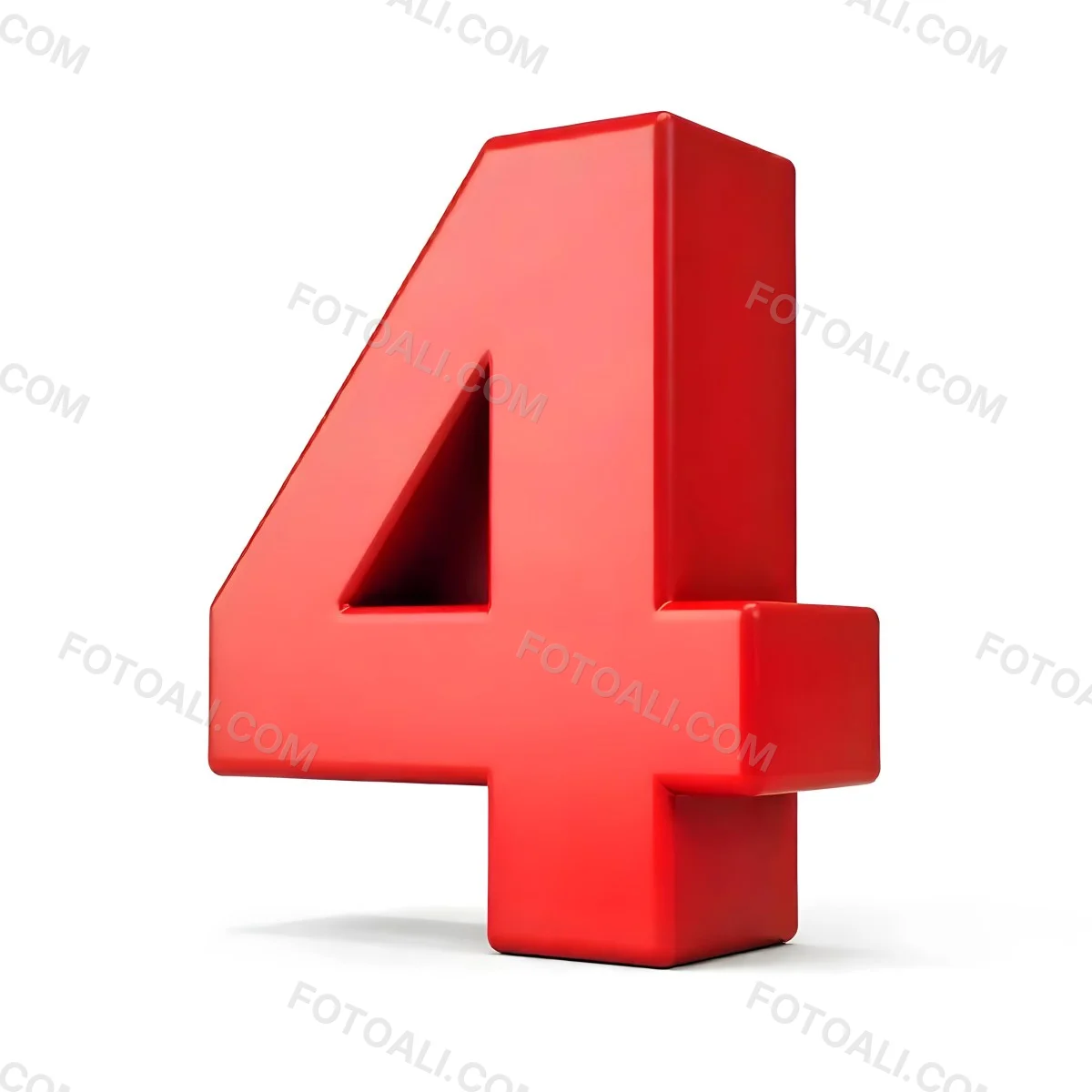 Red Number Four With A 3d Effect Standing Upright Casting A Small Shadow On A Plain White Background Simple And Clean Design 30 1b63