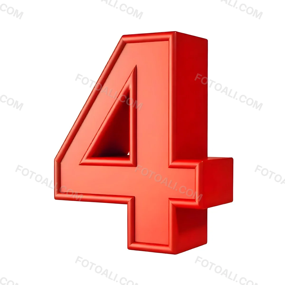 Red Number Four With A 3d Effect Standing Upright Casting A Small Shadow On A Plain White Background Simple And Clean Design 33 5a9c