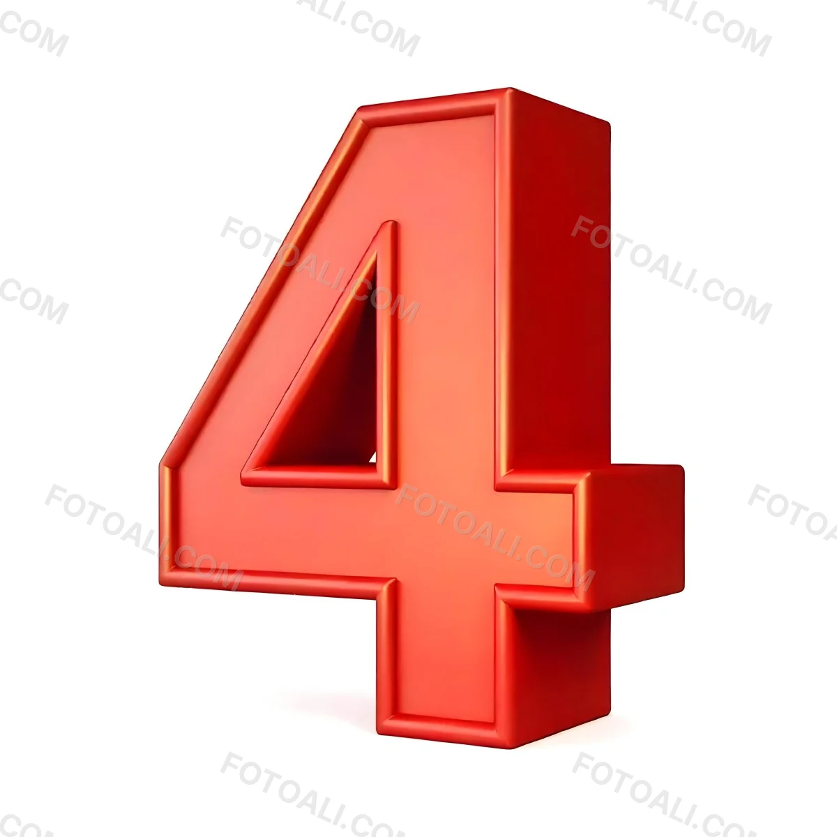 Red Number Four With A 3d Effect Standing Upright Casting A Small Shadow On A Plain White Background Simple And Clean Design 5 A0ec