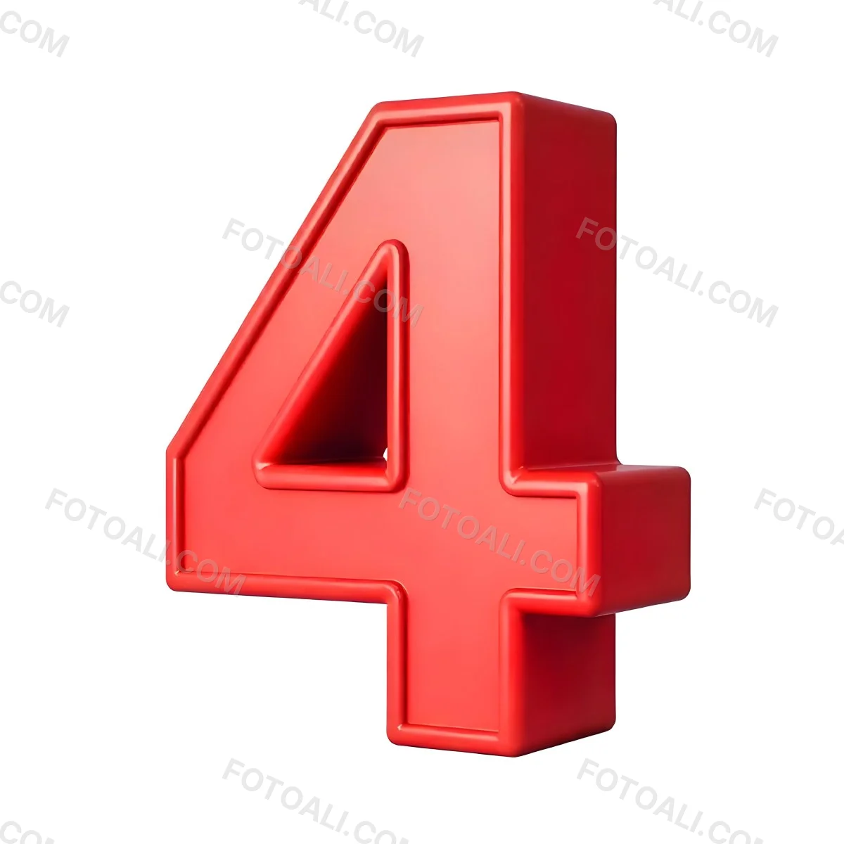 Red Number Four With A 3d Effect Standing Upright Casting A Small Shadow On A Plain White Background Simple And Clean Design 7 73fe