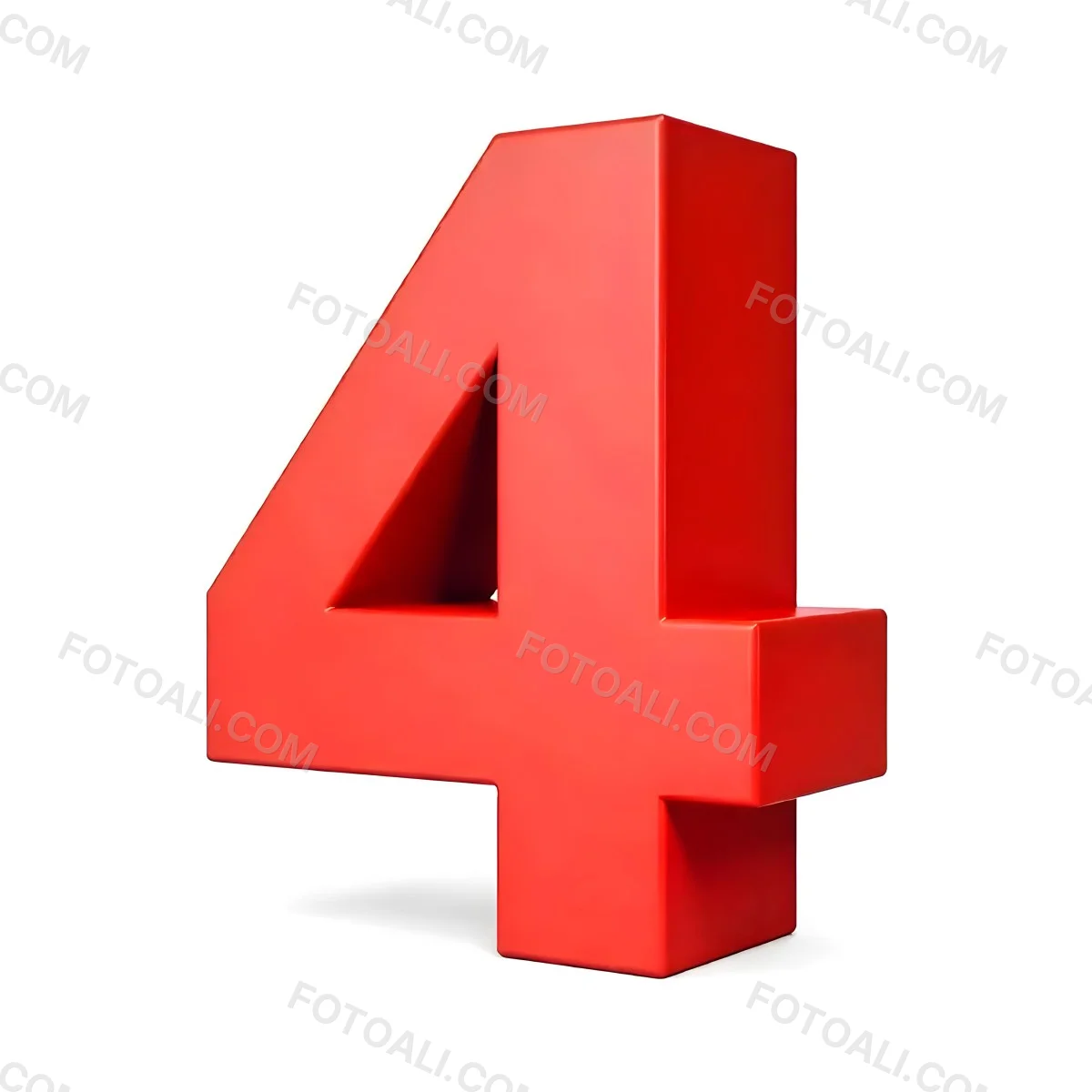 Red Number Four With A 3d Effect Standing Upright Casting A Small Shadow On A Plain White Background Simple And Clean Design 8 E6b9