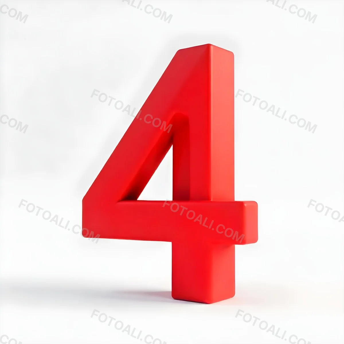 Red Number Four With A 3d Effect Standing Upright Casting A Small Shadow On A Plain White Background Simple And Clean Design 9 801a