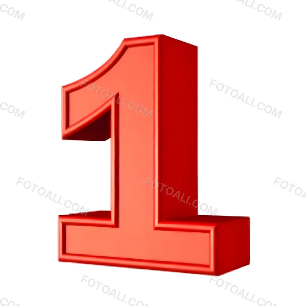 Red Number One With A Thick Border Casting A Shadow On A White Background Simple And Clean Design Educational Resource Vibrant Color 15 A643