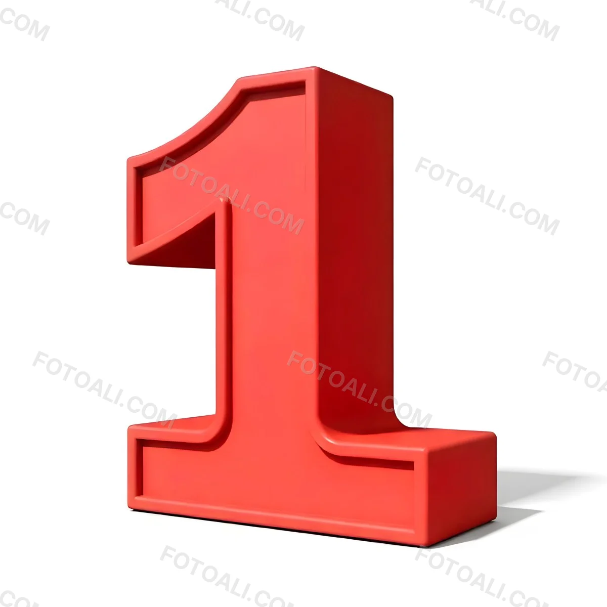 Red Number One With A Thick Border Casting A Shadow On A White Background Simple And Clean Design Educational Resource Vibrant Color 7 10dc