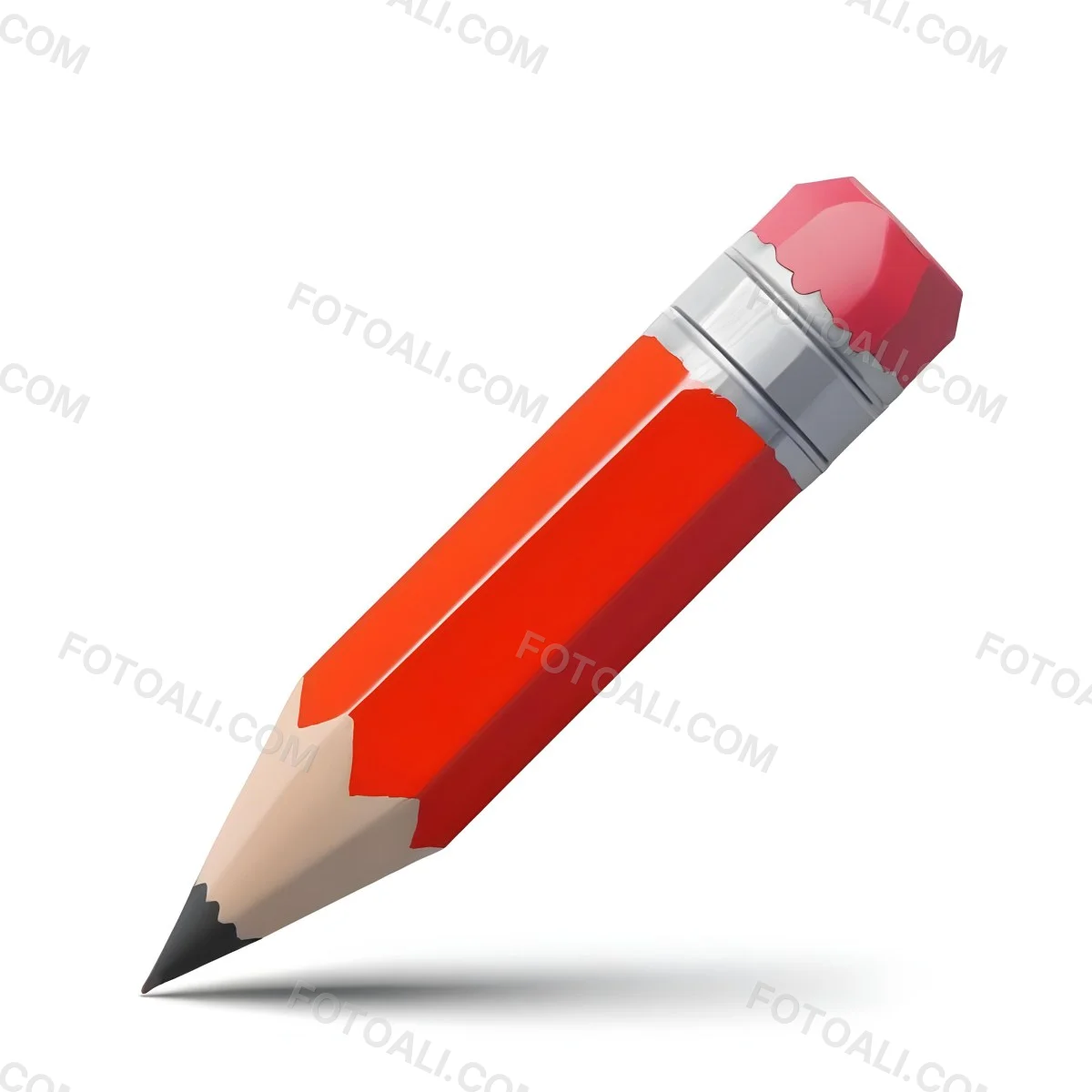 Red Pencil With A Red Eraser On A White Background 10 2ba3
