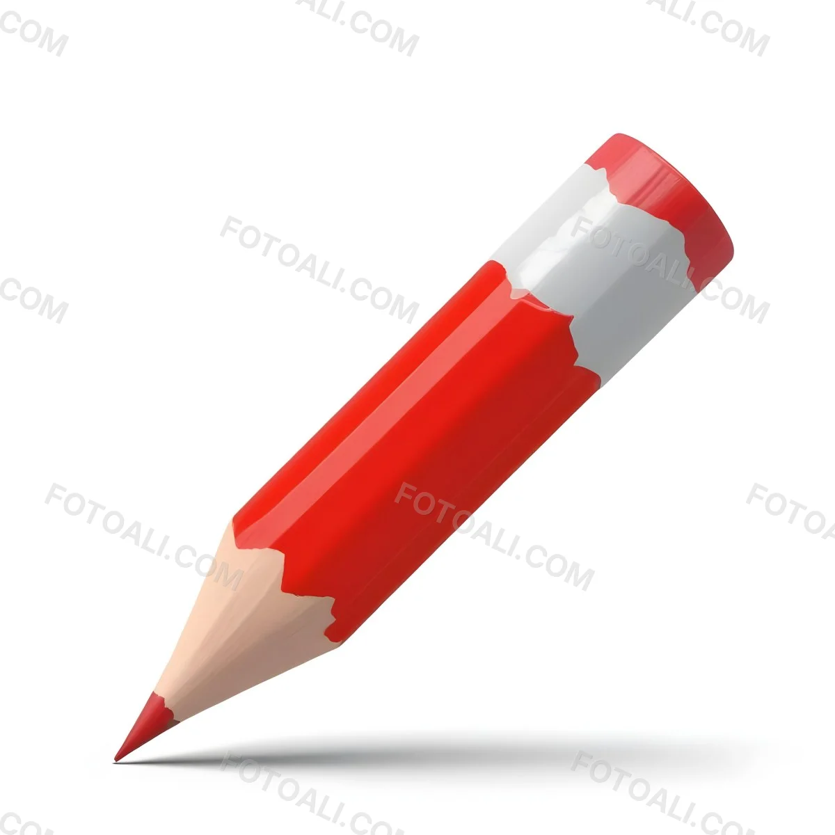 Red Pencil With A Red Eraser On A White Background 14 62d6