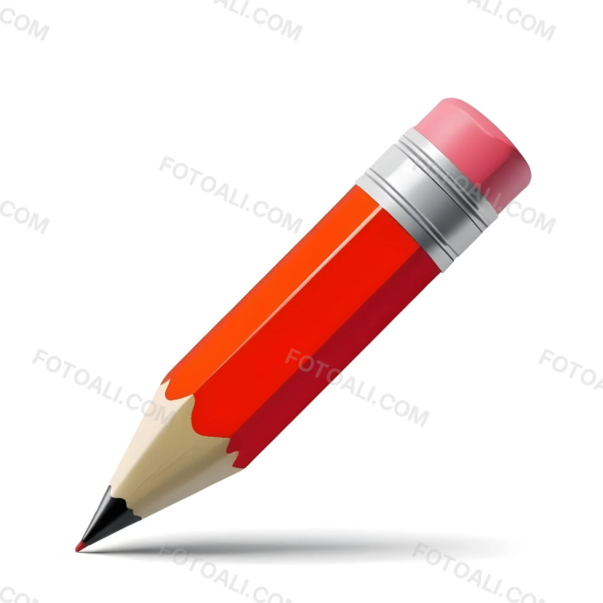 Red Pencil With A Red Eraser On A White Background 20 Add8