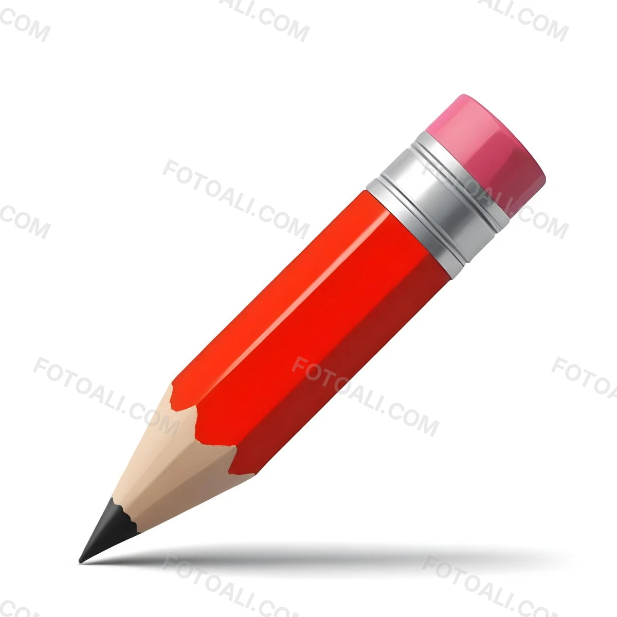 Red Pencil With A Red Eraser On A White Background 23 666c