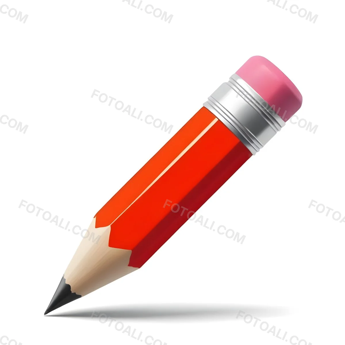 Red Pencil With A Red Eraser On A White Background 29 3168
