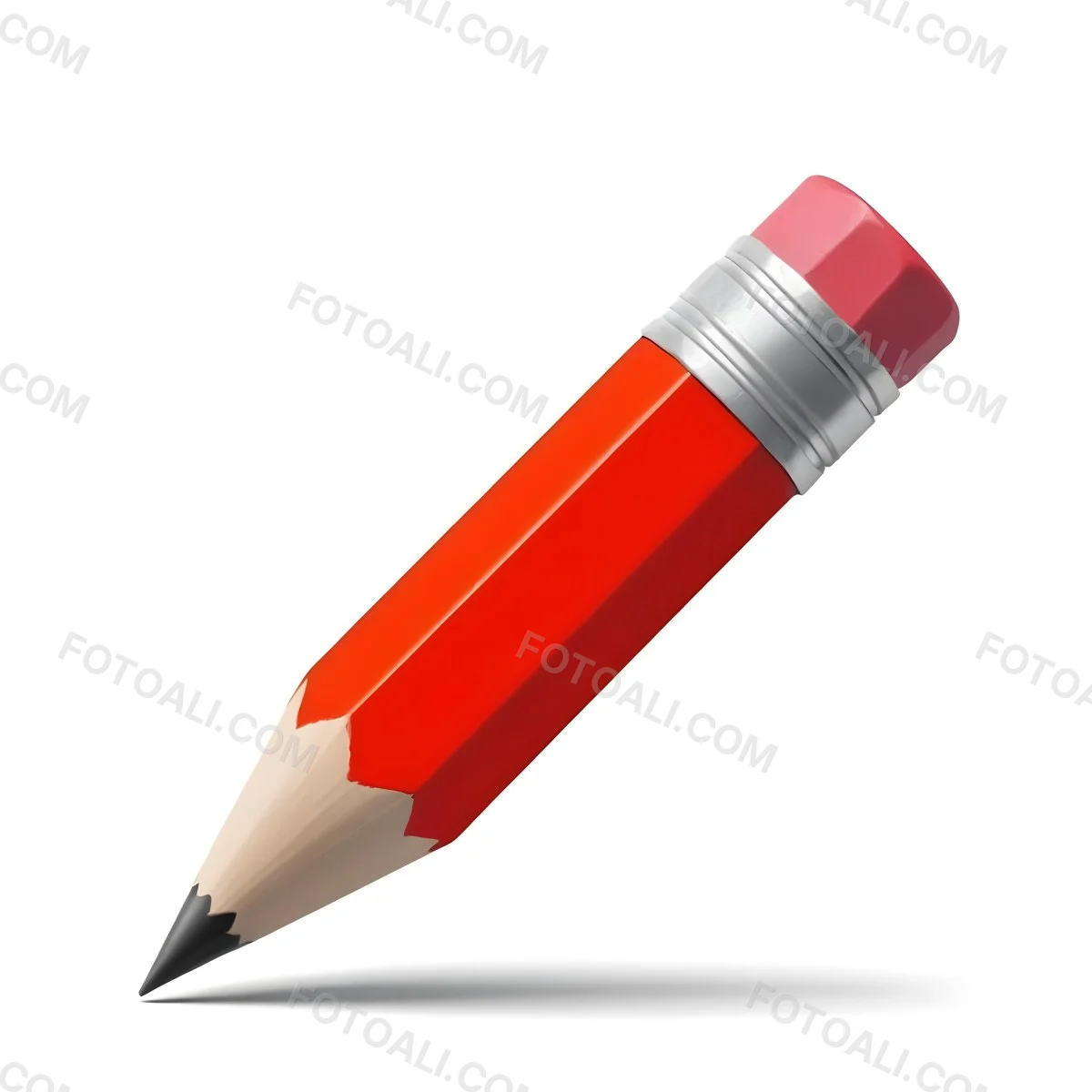 Red Pencil With A Red Eraser On A White Background 30 5c83