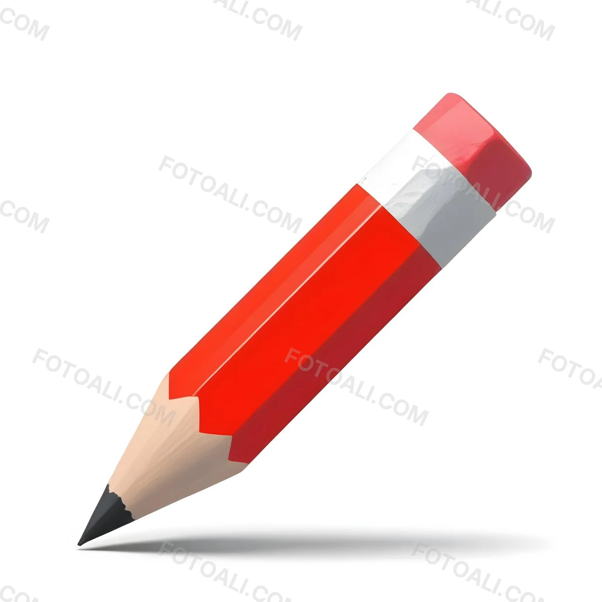 Red Pencil With A Red Eraser On A White Background 33 C803