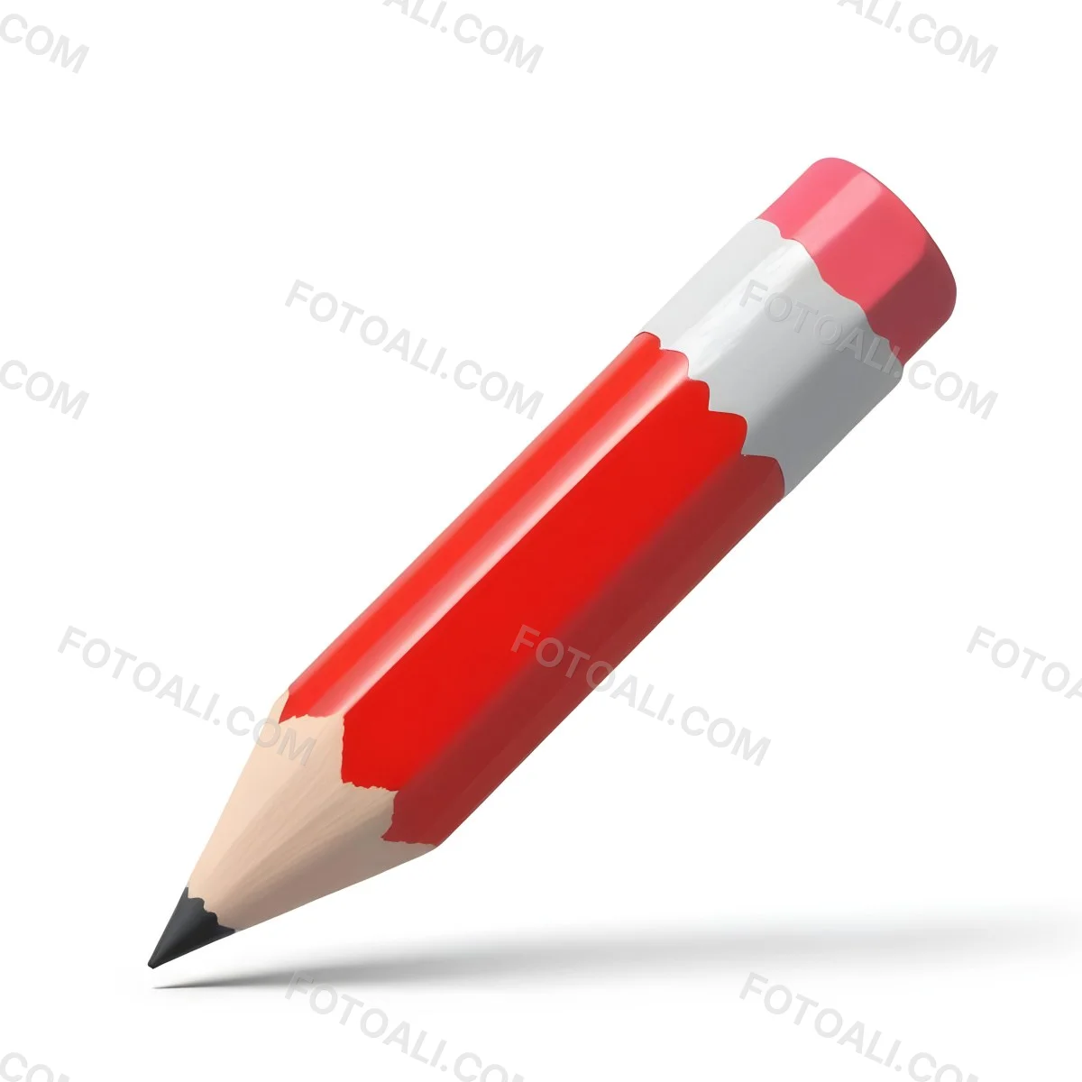 Red Pencil With A Red Eraser On A White Background 5 32c6