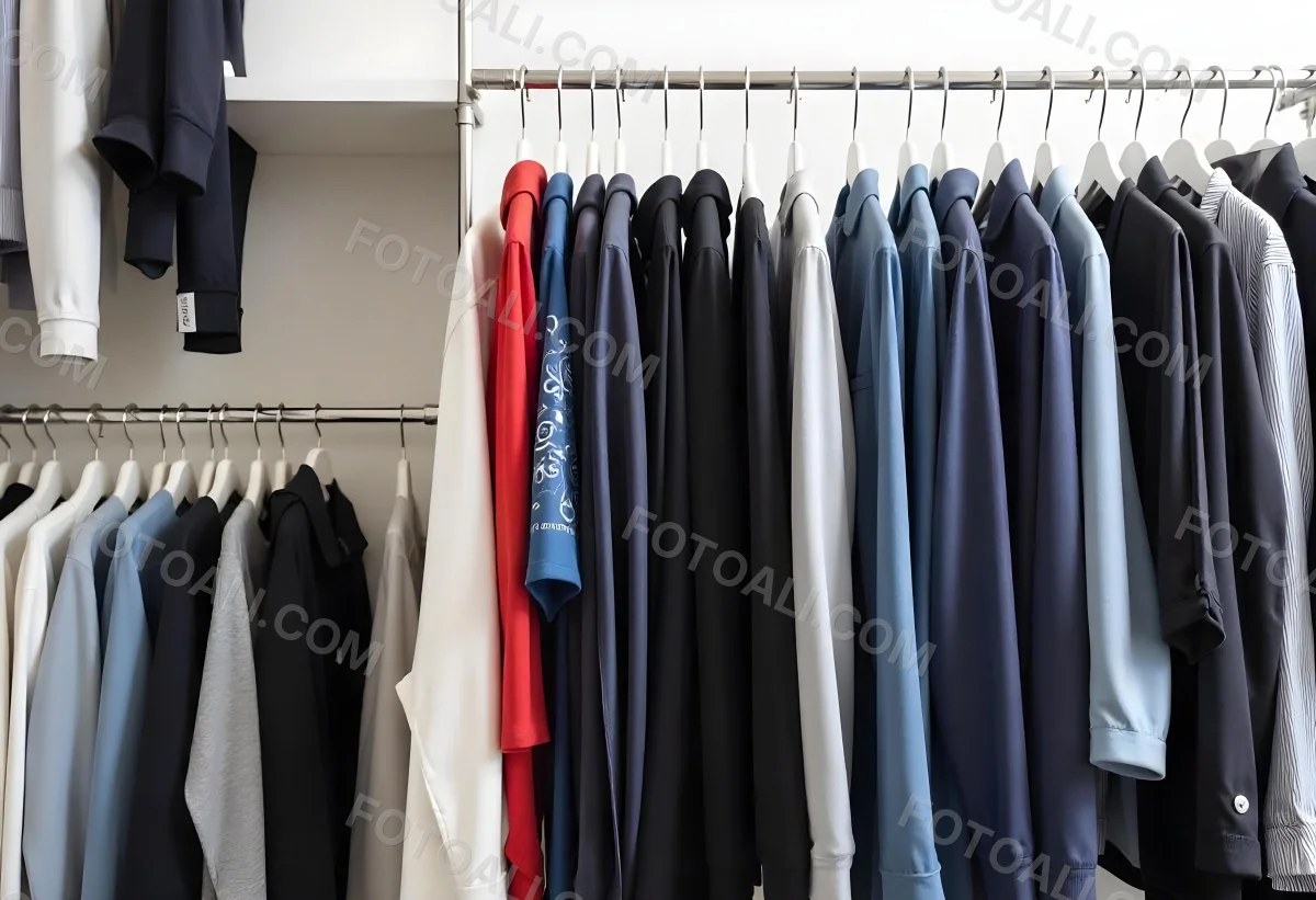 Rows Of Colorful Shirts And Jackets Hanging On A Clothing Rack In A Store Or Boutique 10 1beb