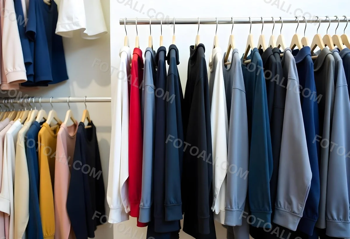 Rows Of Colorful Shirts And Jackets Hanging On A Clothing Rack In A Store Or Boutique 12 00ec