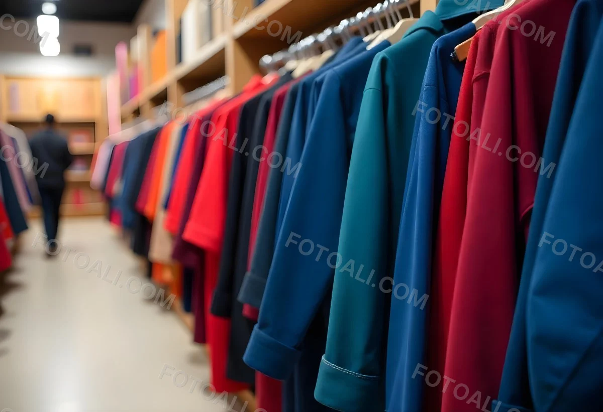 Rows Of Colorful Shirts And Jackets Hanging On A Clothing Rack In A Store Or Boutique 2 Ce20