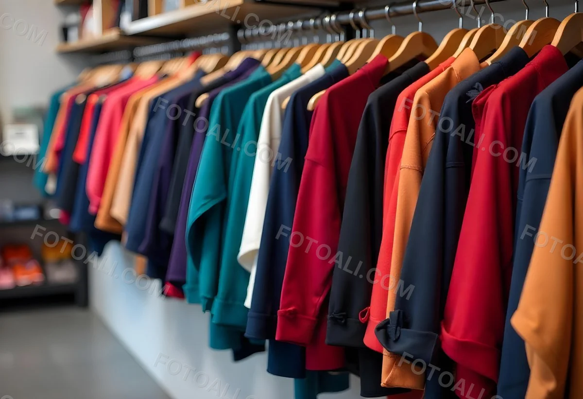 Rows Of Colorful Shirts And Jackets Hanging On A Clothing Rack In A Store Or Boutique 3 0205