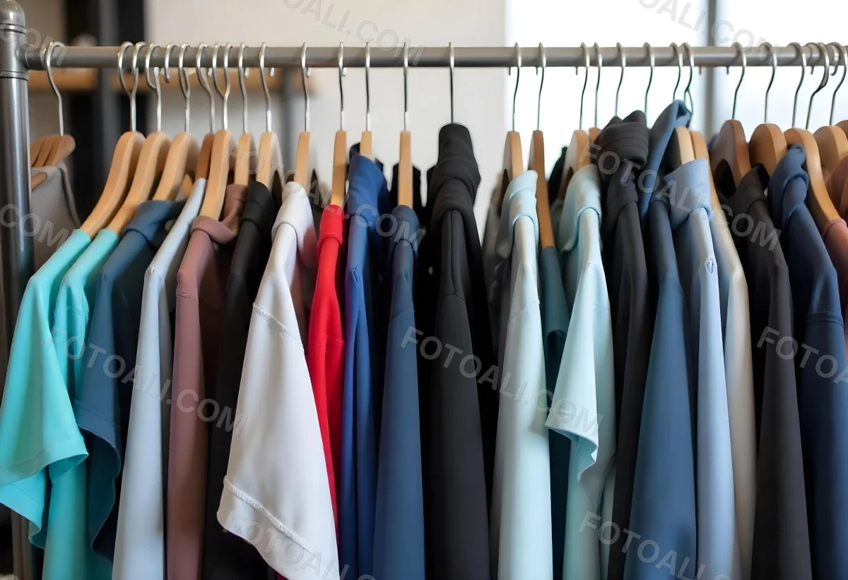 Rows Of Colorful Shirts And Jackets Hanging On A Clothing Rack In A Store Or Boutique 8 4838