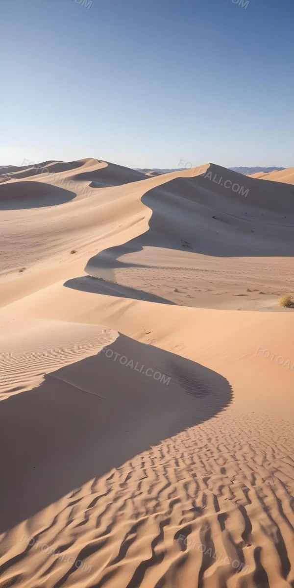 Sand Dunes In A Desert Landscape Under A Clear Blue Sky 8 B302
