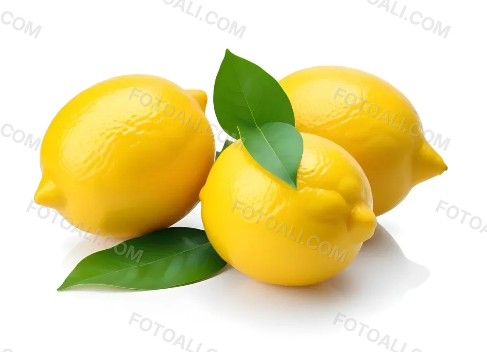 Several Bright Yellow Lemons With Green Leaves On A White Background 1 9d82
