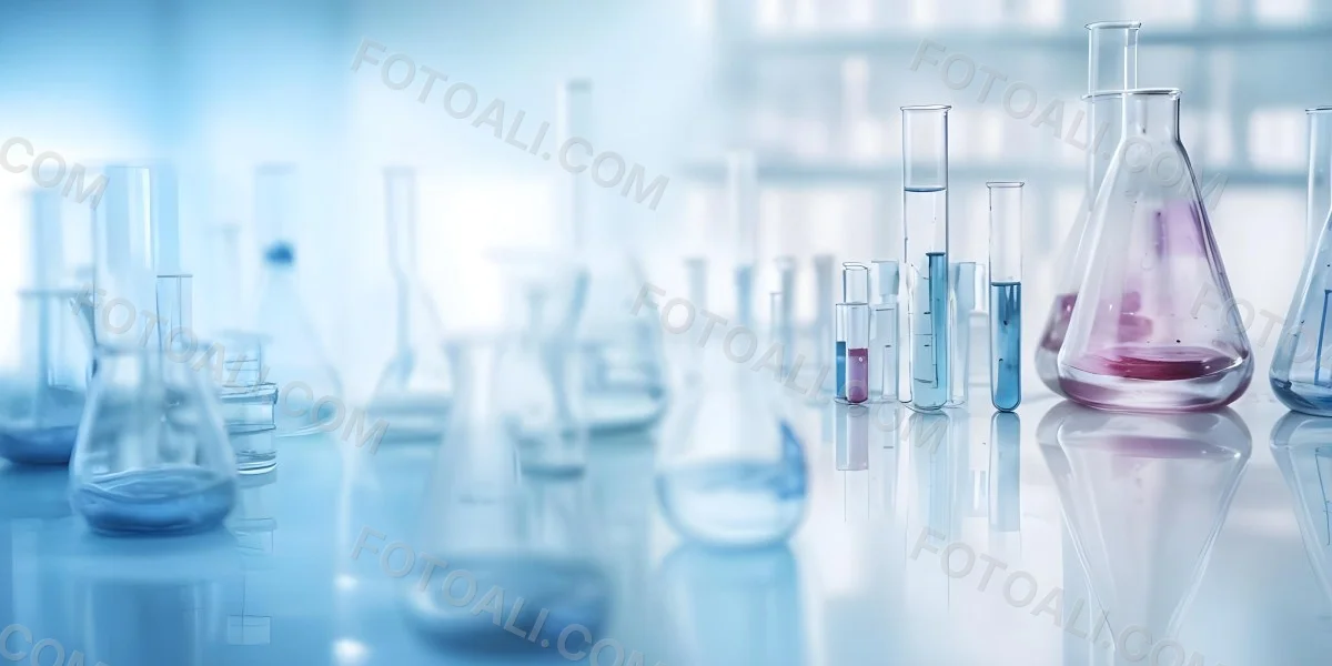 Several Transparent Glass Vials And Test Tubes Filled With Clear Liquid Arranged On A Reflective Surface With A Blurred Laboratory Background 11 7d15